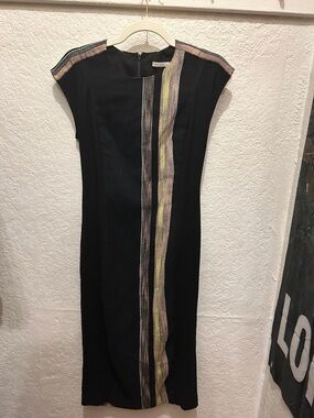 Black Sheath Dress with Woven Stripe - RACHEL Rachel Roy